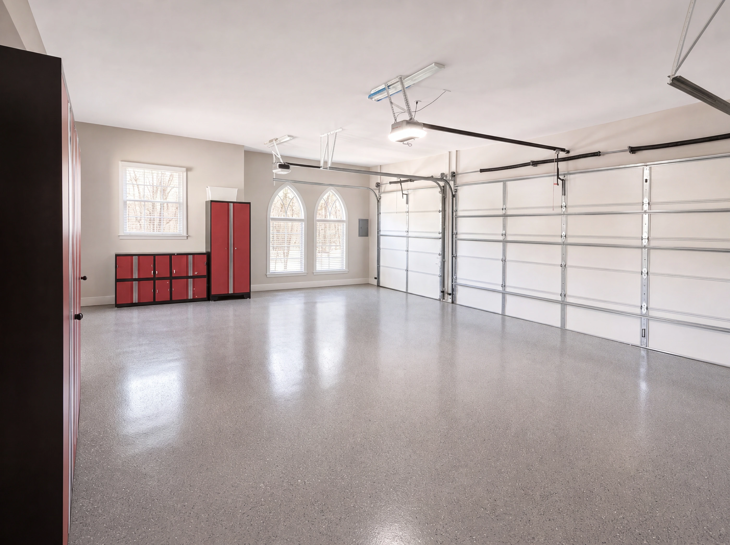 Oversized three-car side-facing garage